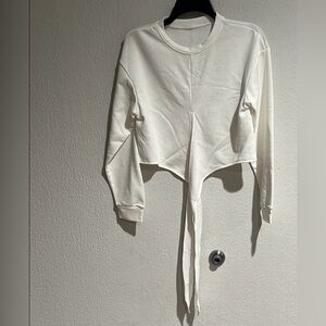 HALARA Cream Tie-Front Crewneck shirt Size L